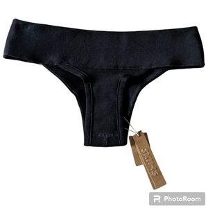 NWT Skims Cheeky Bikini Bottom Black Knit Onyx Women's XS